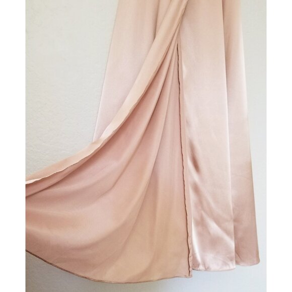 Galina Signature David’s Bridal Charmeuse Tank VNeck Gown Dress Slit Sand 2 $200 - Picture 8 of 14